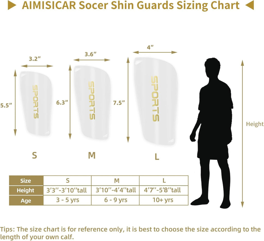 Kids Youth Soccer Shin Guards, Shin Pads and Shin Guard Sleeves for 3-15 Years Old Boys and Girls for Football Games, EVA Cushion Protection Reduce Shocks and Injuries