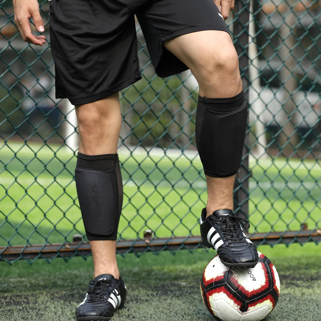Kids Youth Soccer Shin Guards, Shin Pads and Shin Guard Sleeves for 3-15 Years Old Boys and Girls for Football Games, EVA Cushion Protection Reduce Shocks and Injuries